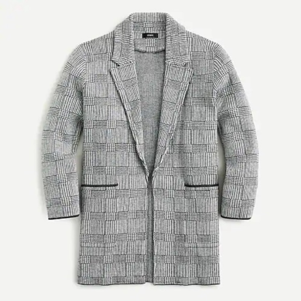 Jcrew Sofie open front sweater blazer glen plaid